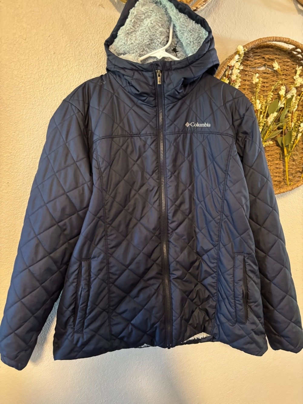 Columbia Navy Quilted Hooded Puffer Jacket